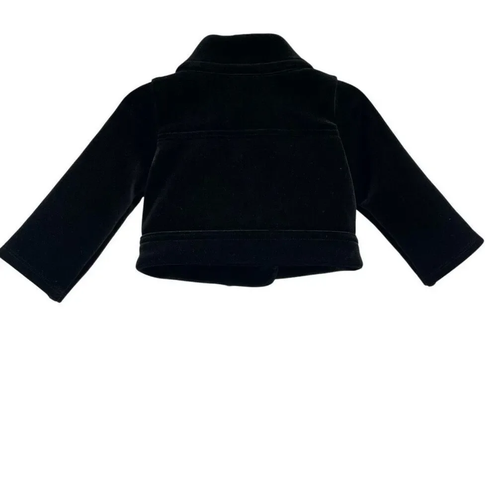 Genuine Kids OshKosh Baby Girl Black Faux Suede Moto Jacket 12M Gold Zip